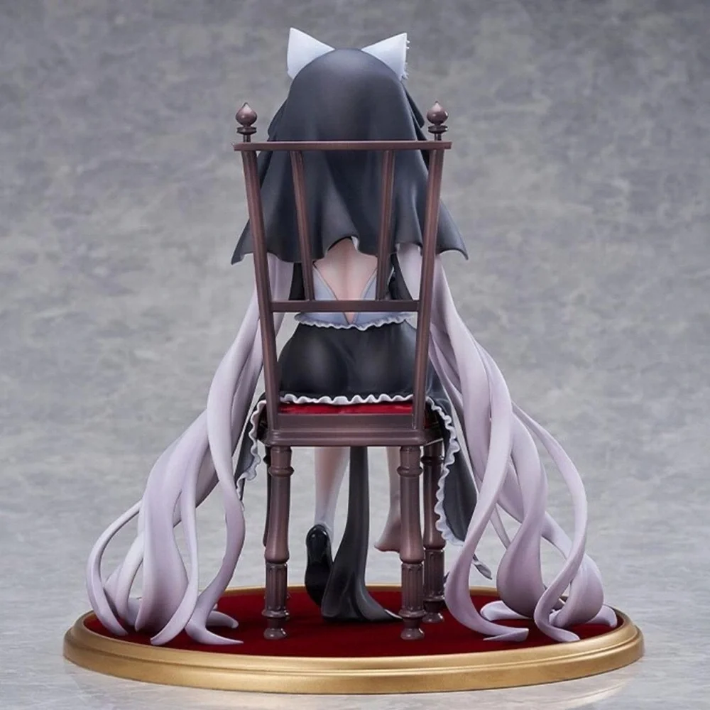 Lavender-Haired Catgirl Figure Seated on Red Velvet Chair